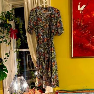 Floral Starry Print Wrap Dress